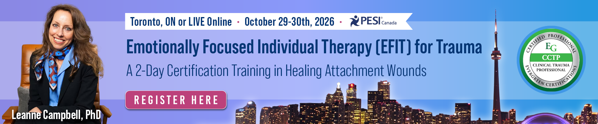 Formation de certification en traumatologie de 2 jours : Thérapie individuelle axée sur les émotions (EFIT) avec Leanne Campbell